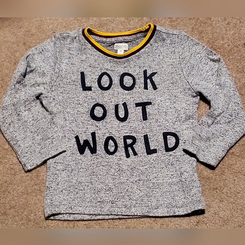 Gymboree Gray Long Sleeve Tee Look Out World